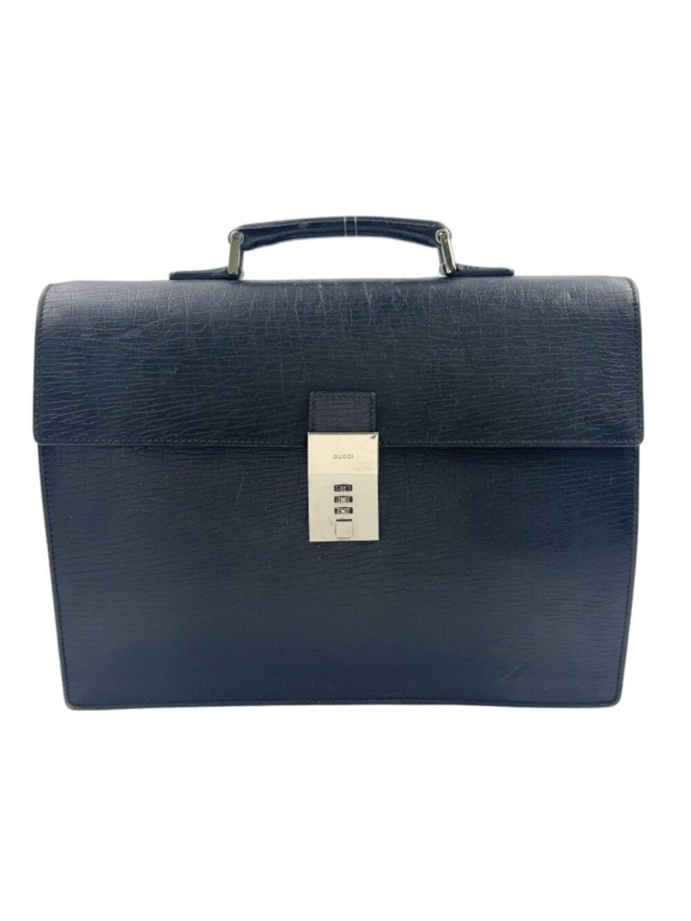 Gucci Guccissima Leather Black Business Bag Silver
